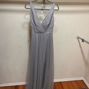 Monique Lhuillier Silver Maxi Dress